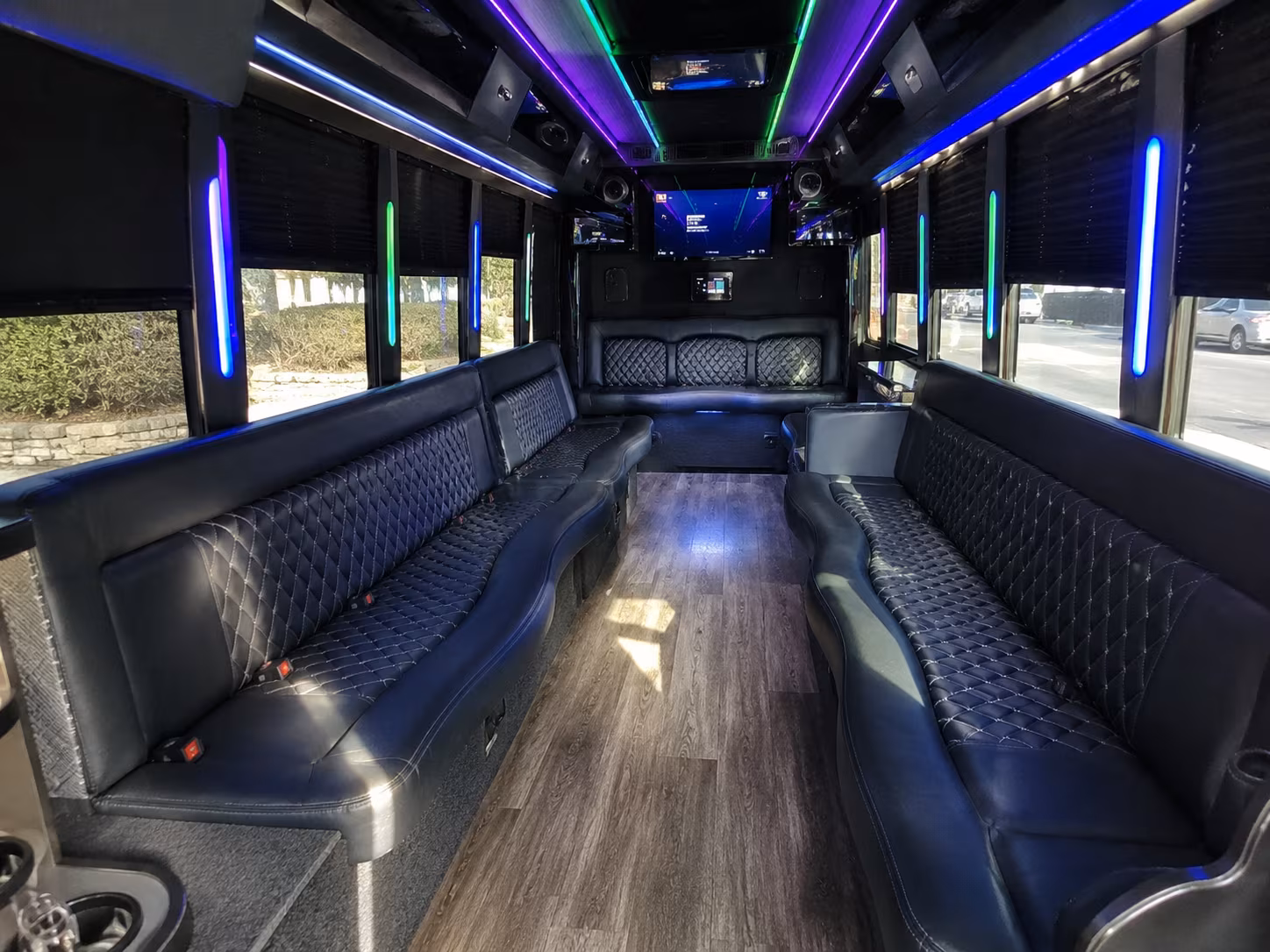 canton 15 passenger party bus interior
