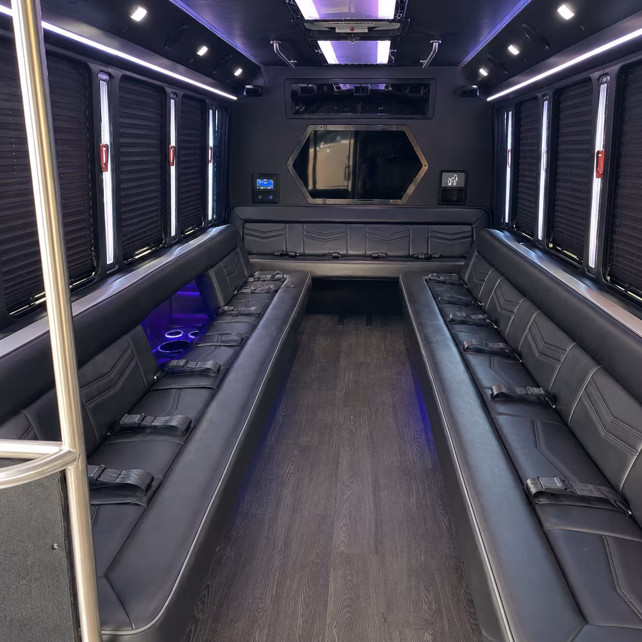canton 18 passenger party bus interior