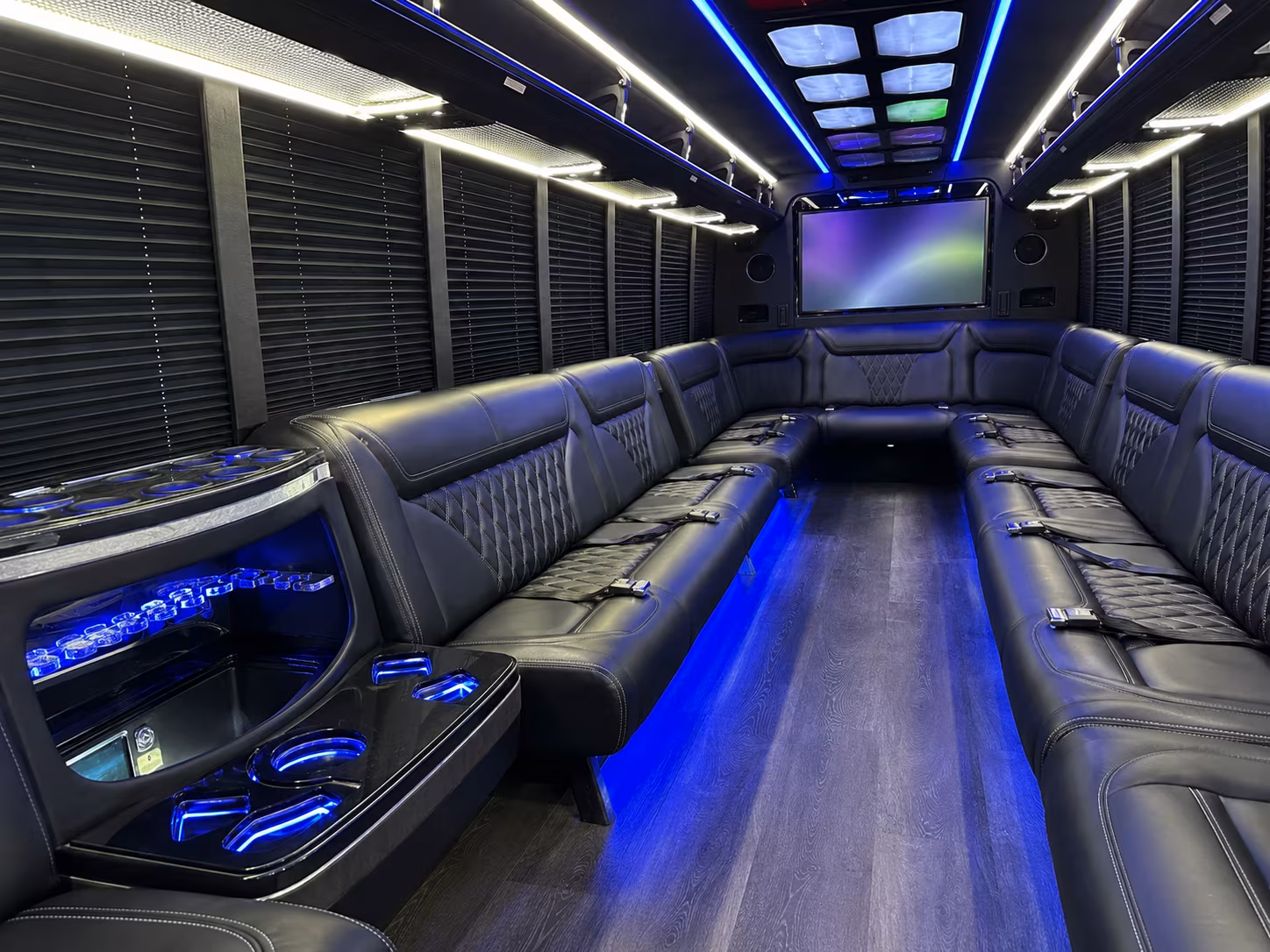 canton 20 passenger party bus inside