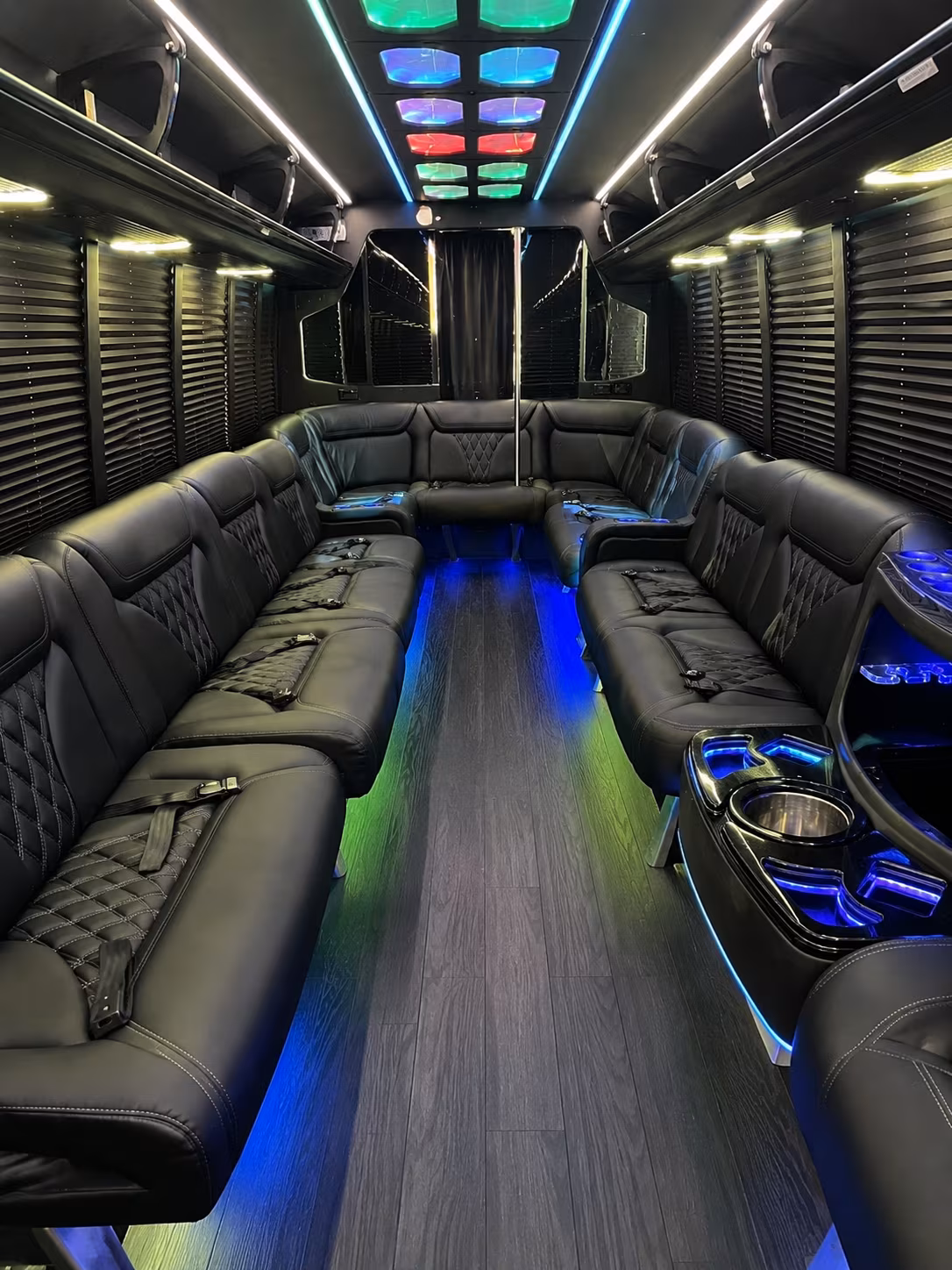 canton 20 passenger party bus interior