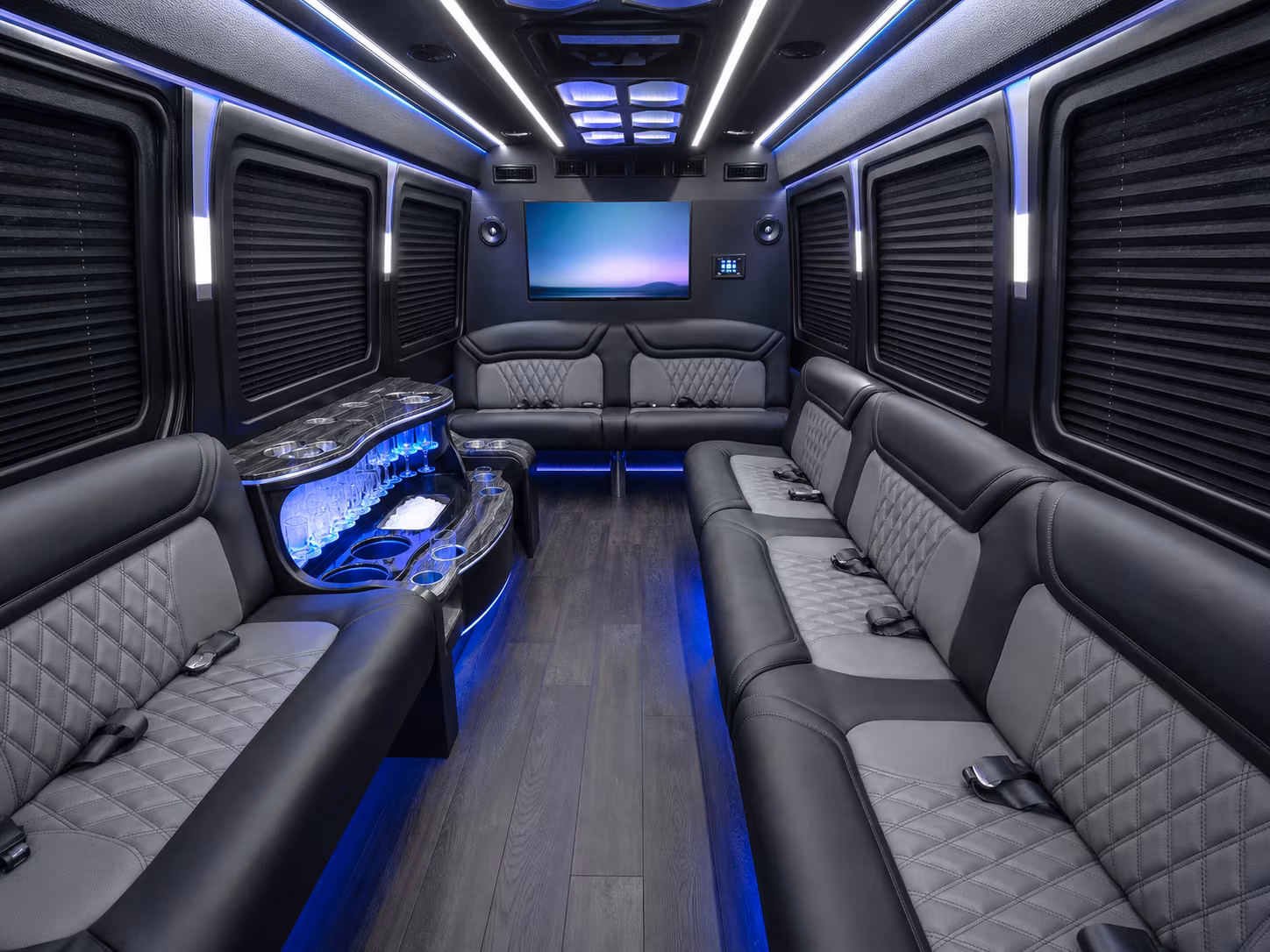 canton 28 passenger party bus inside