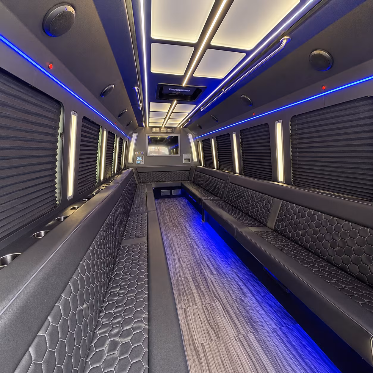 canton 30 passenger party bus interior