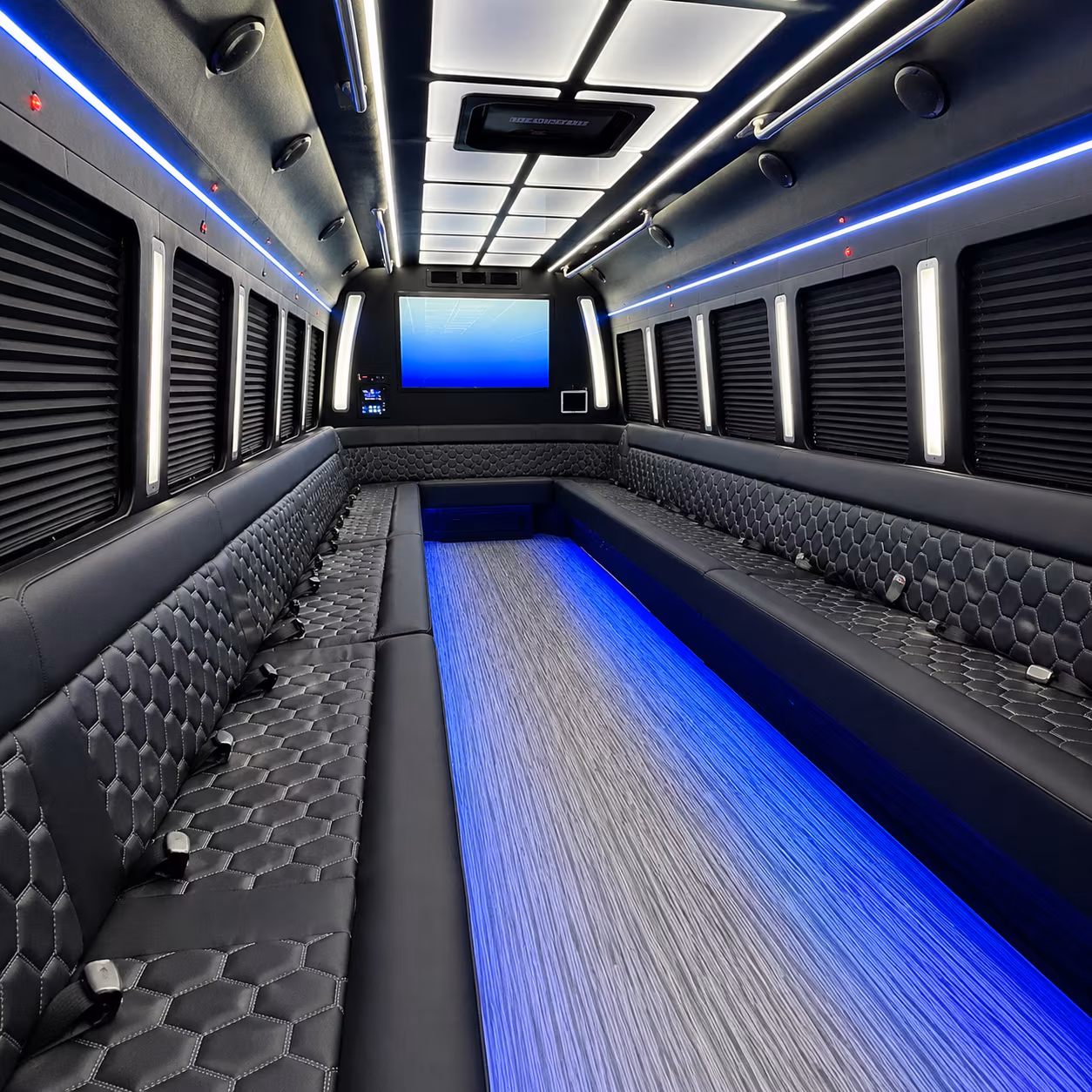 canton 50 passenger party bus inside